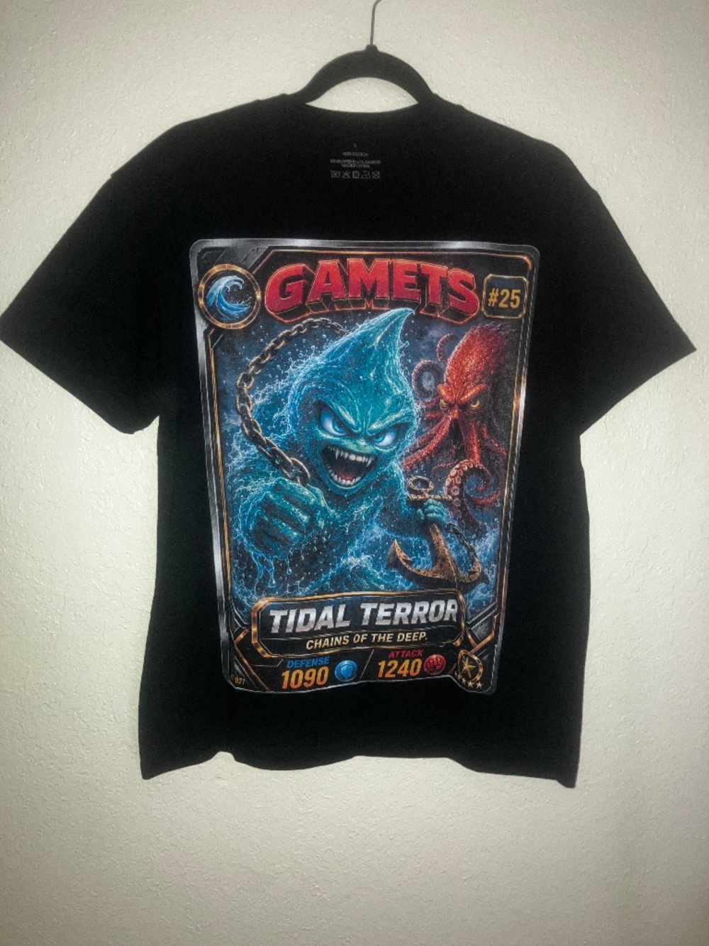 The Gamets T-Shirt Unique Graphic Design Size L Black Unisex Cotton Short Sleeve